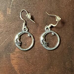 Silver Moon Hoop Earrings